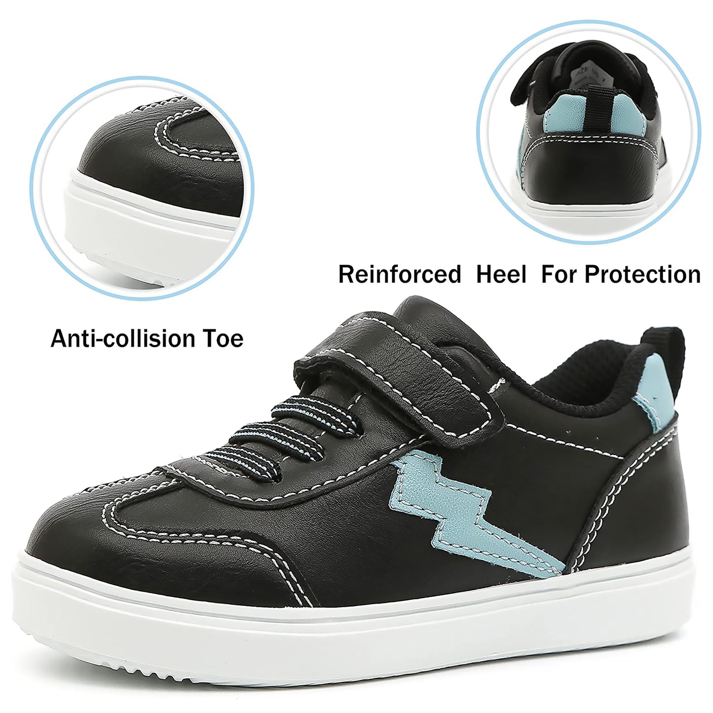 Skywheel Toddler/Little Kid Boys Girls Casual Breathable Strap Sneaker Black